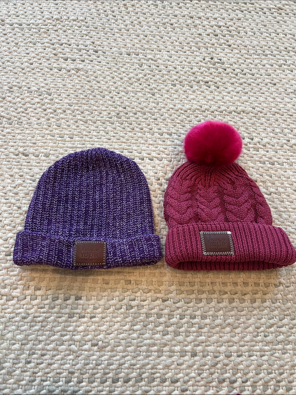 2 Love your Melon ladies winter hats maroon purple